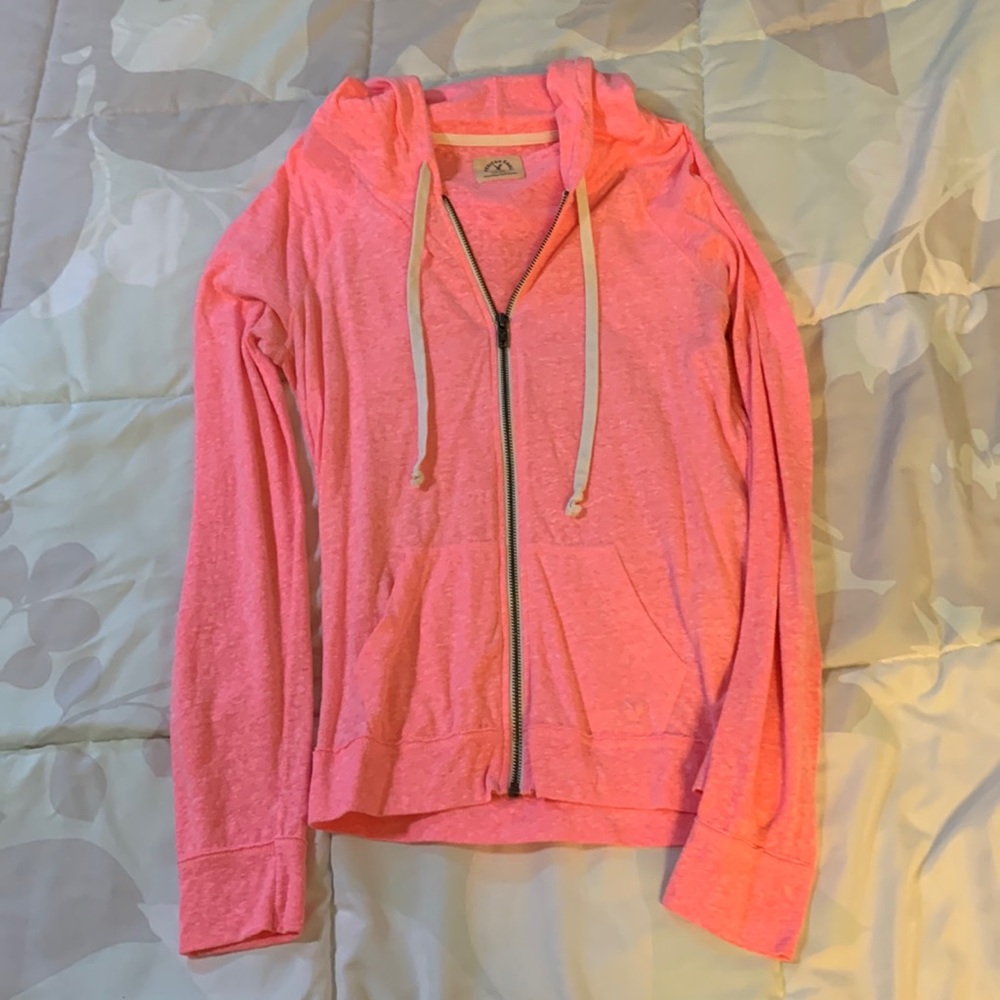 American Eagle neon pink zip-up